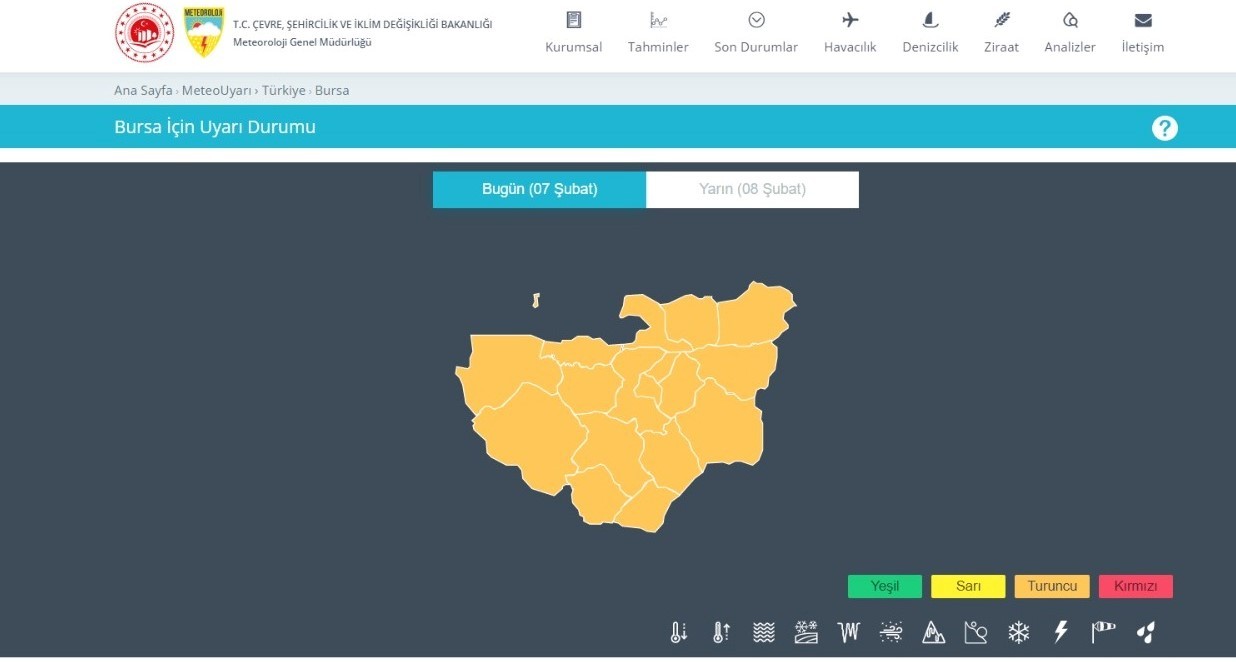 Meteorolojiden Bursa için 2 gün sürecek fırtına uyarısı