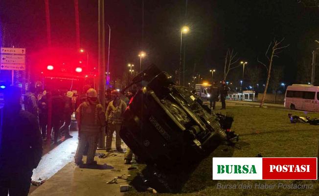 Kartal’da trafik kazası: Yoldan çıkan araç takla attı